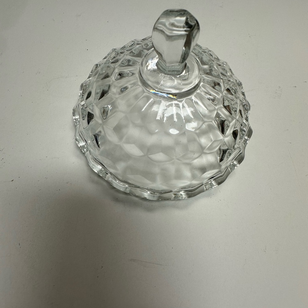 5 1/2” covered candy dish (nappy) using Fostoria mold.